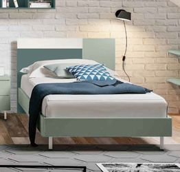 Letto piazza mezza POP 01, finitura Verde Salvia, Agave e Orzo