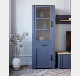 Vetrina 1 anta Rovere navy e Rovere riviera