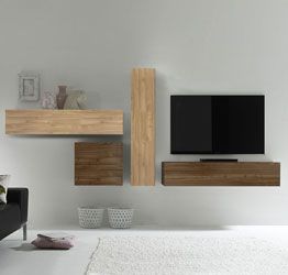 Parete attrezzata moderna di design, Noce Dark e Noce Stelvio - 321x169 cm