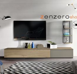 Parete attrezzata con base e libreria con telaio in ferro