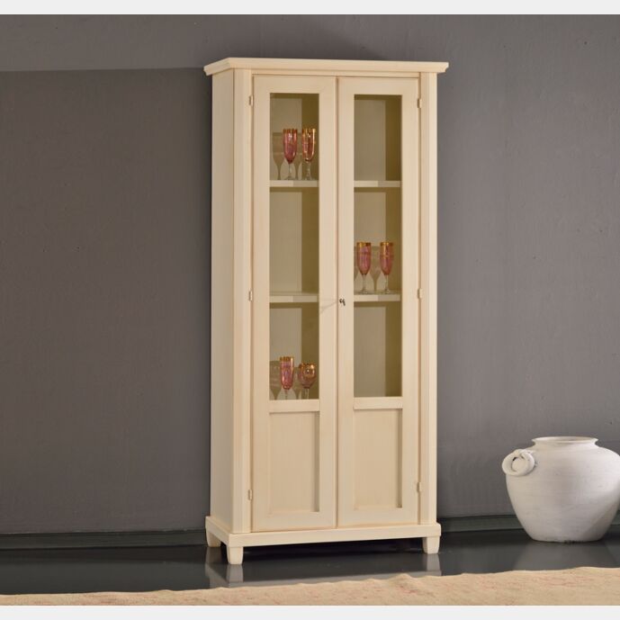 Vetrina in legno finitura avorio patinato, a 2 ante 87x40 H.189