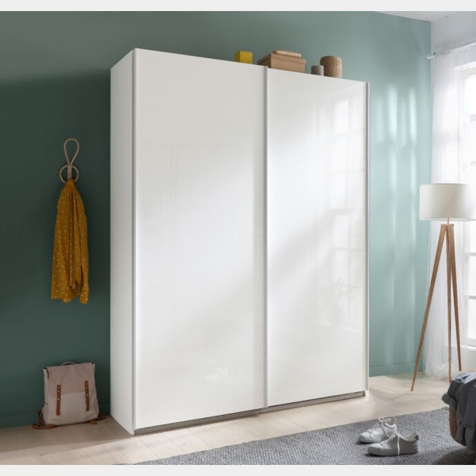 Armadio L.150 con 2 ante scorrevoli, finitura Bianco laccato