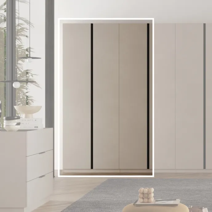 Armadio 3 ante Cashmere, con maniglie Antracite, L.145