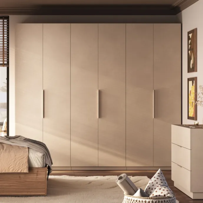 Armadio battente 6 ante, finitura Cashmere, L.275 H.240