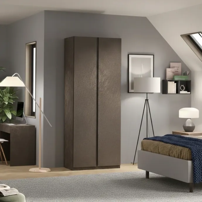 Armadio 2 ante, Bronzo con maniglie gola Antracite, collezione Mondo