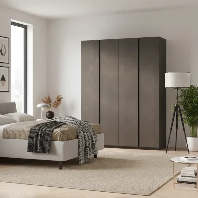 Armadio 4 ante, Bronzo con maniglie gola Antracite, collezione Mondo