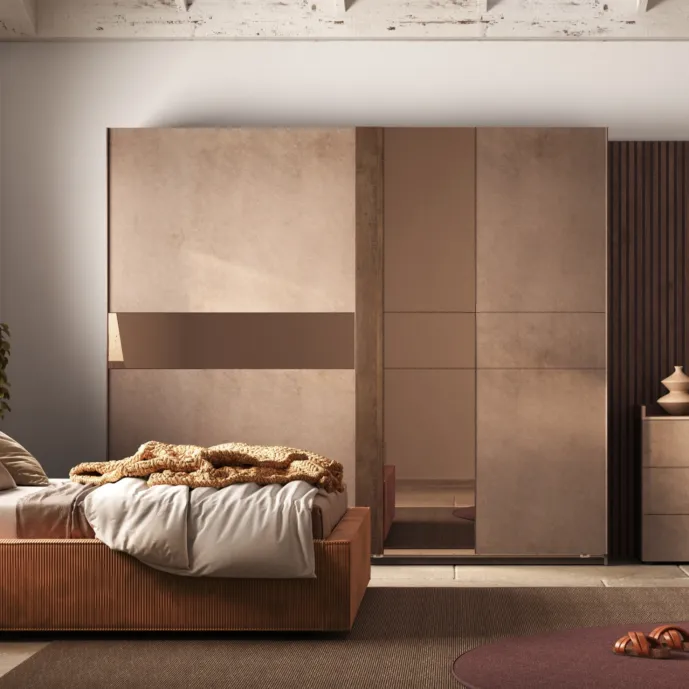 Armadio Bronzo e Mercure con specchio, 2 ante scorrevoli