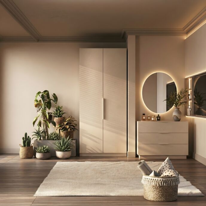 Armadio battente 2 ante, finitura Cashmere, L.90 H.240