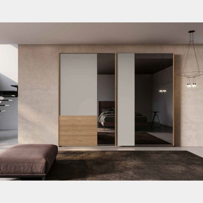 Armadio scorrevole moderno 2 ante con specchio Zenzero Shop