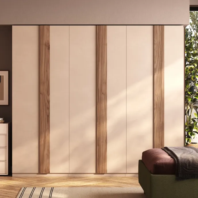 Armadio battente 6 ante, Cashmere e Noce caramello, L.273 H.240