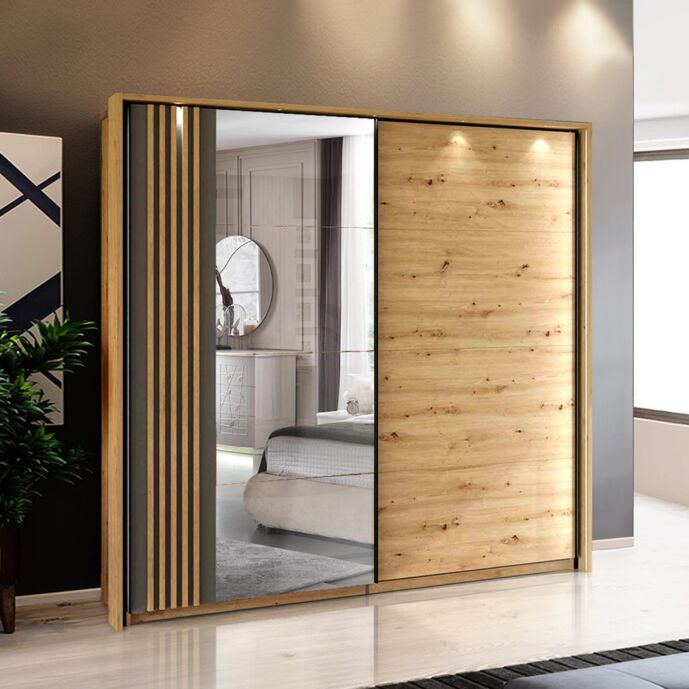 Armadio moderno finitura rovere grigio