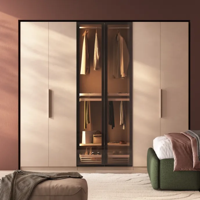 Armadio battente, 2 ante telaio, finitura Cashmere