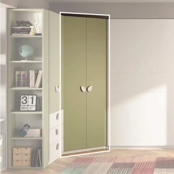 Cabina ad angolo, L.120 x 120 H.240, Bianco opaco e Pistacchio