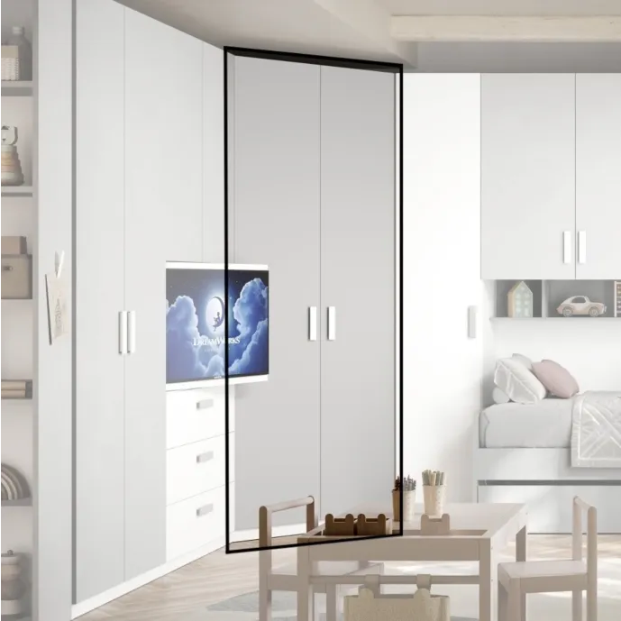 Cabina ad angolo, L.120 x 120 H.240, Bianco opaco e Gesso