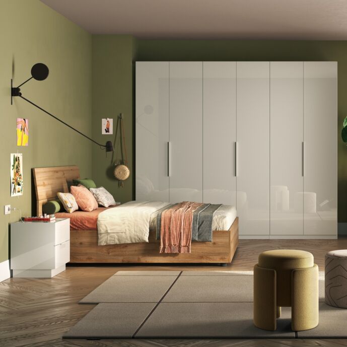 Camera matrimoniale moderna, Bianco lucido e Cadiz