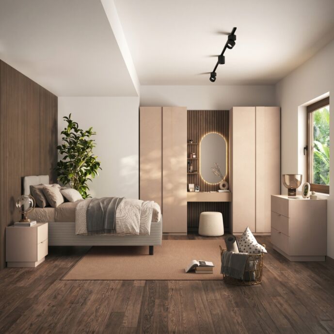 Camera ragazze con postazione trucco, letto e comodino, Cashmere e Mercure