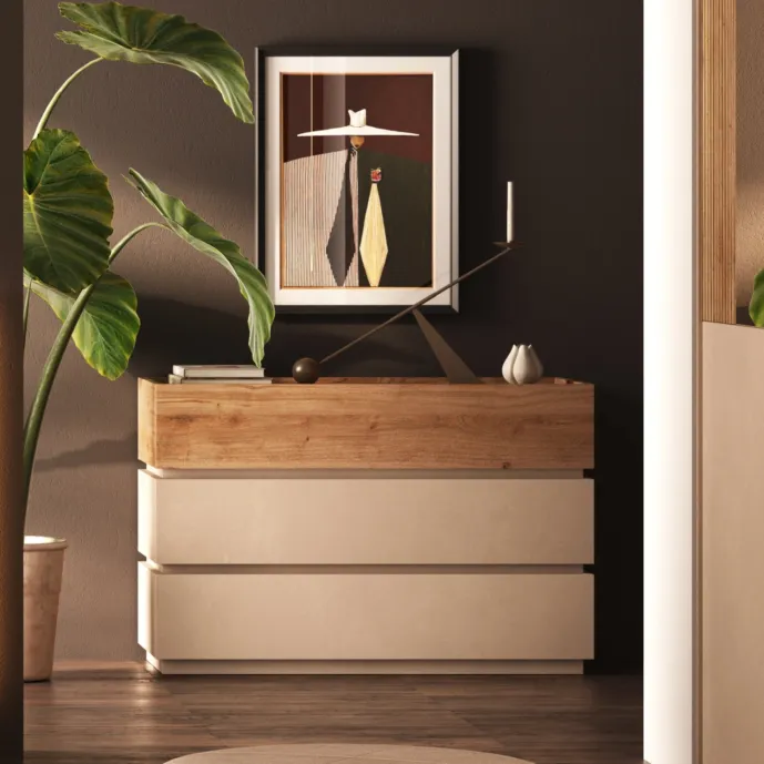 Comò Cashmere e Cadiz, 3 cassetti, L.122, design moderno