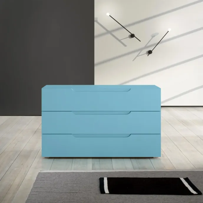 comò azzurro opaco laccato