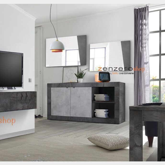 Credenza moderna prezzi bassi finitura ossido e cemento