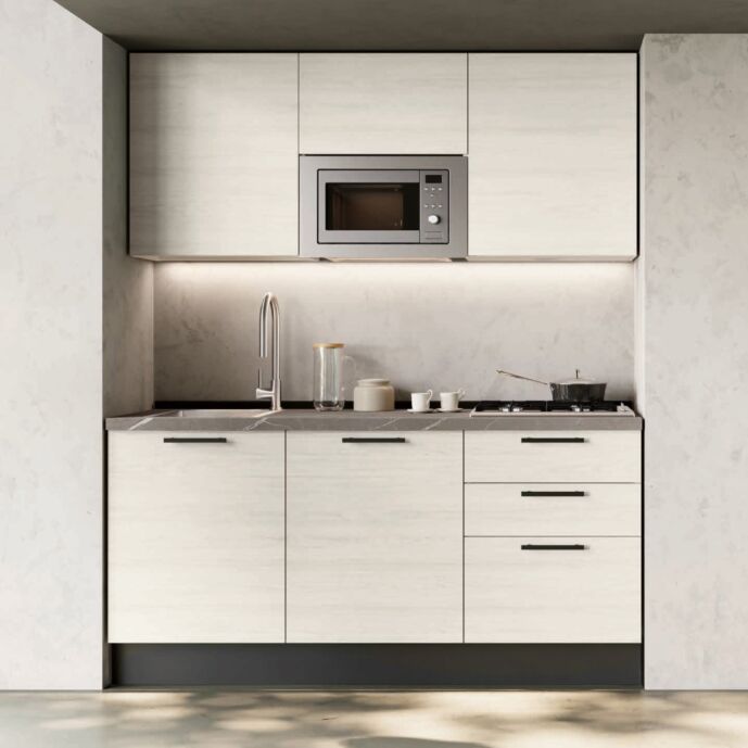 Cucina lineare bloccata 1,80 mt, Bianco altea, Made in Italy