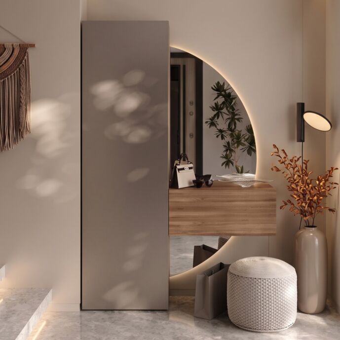Mobile da ingresso con ribalta e colonna, Bronzo e Mercure