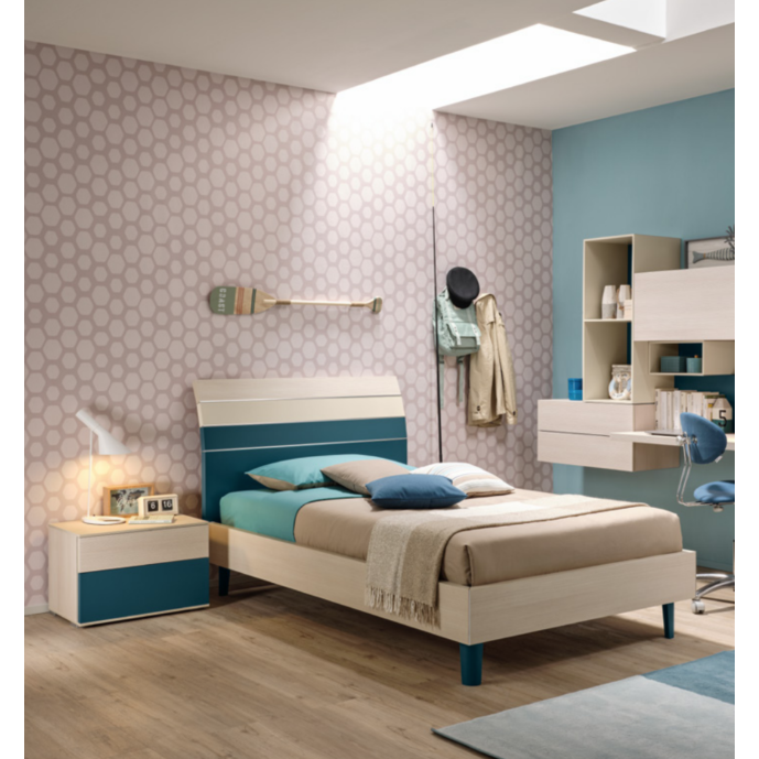 Letto Bend una piazza e mezza Moretti Compact, Larice, Pavone e Champagne
