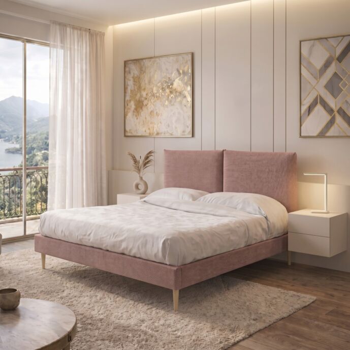 Letto matrimoniale + rete + materasso, 160x190, Flamingo