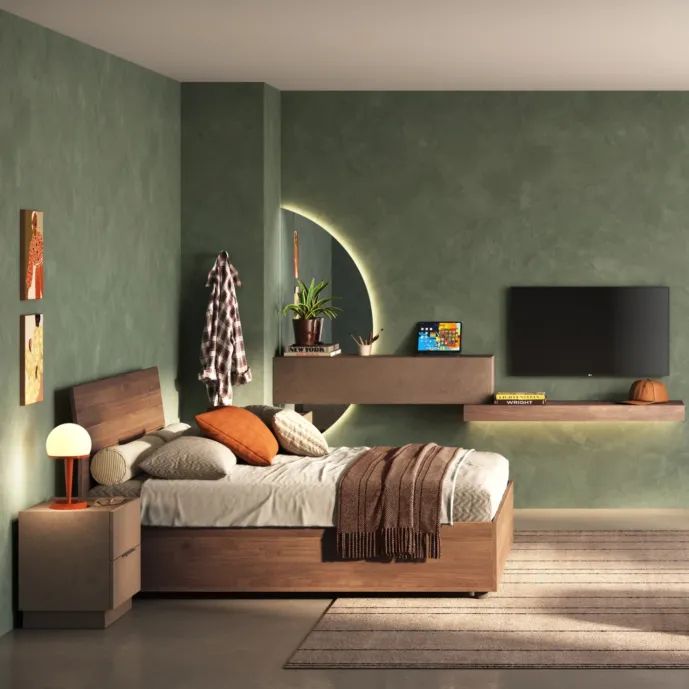 Letto matrimoniale moderno, finitura Mercure, 160x195