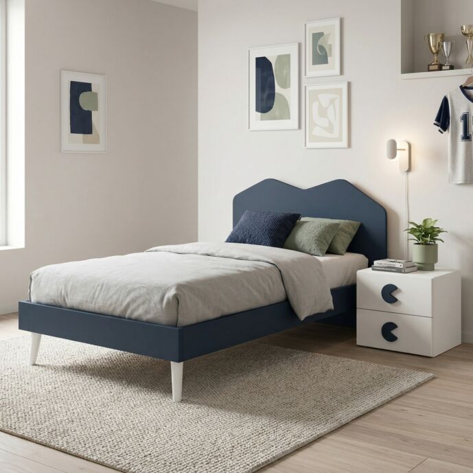 Letto ad una pizza e mezza, Blu Navy, L.130