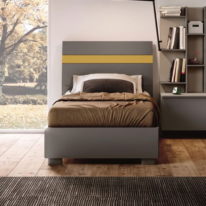 letto senape e grigio