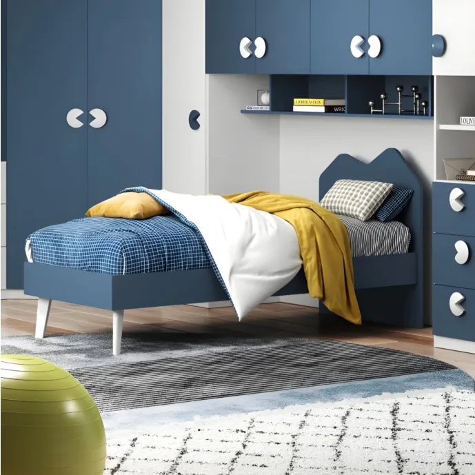 Letto singolo, 80x190, finitura Blu navy