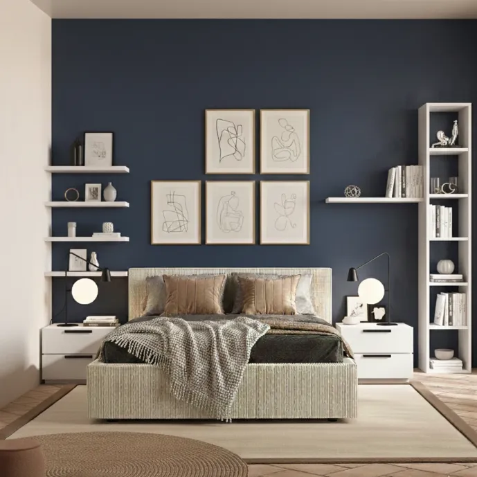 Letto matrimoniale Armonia, velluto a coste Tortora, 160x195