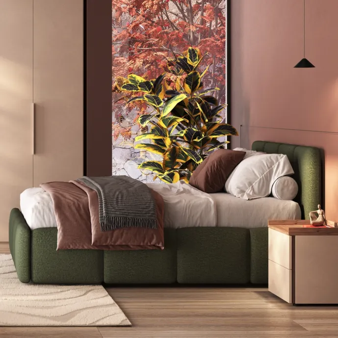 Letto matrimoniale bouclè Verde foresta, 160x195