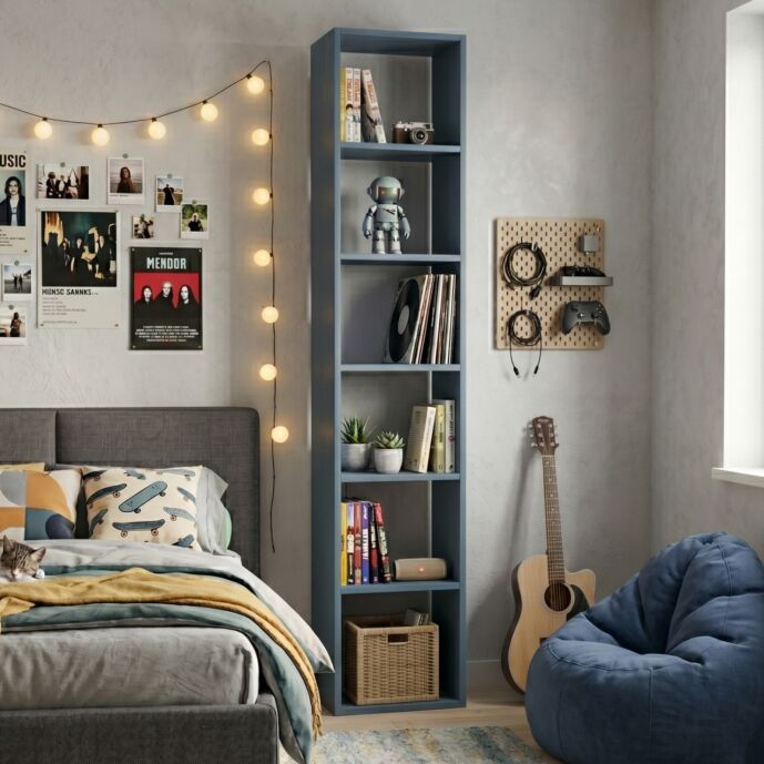 Libreria 5 ripiani, L.55 H.240, finitura Blu navy