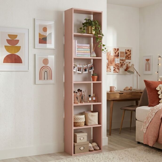 Libreria 5 ripiani, finitura Flamingo