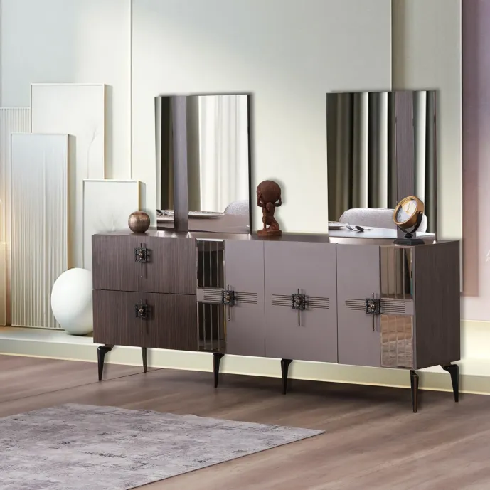 credenza con piedini bronzo