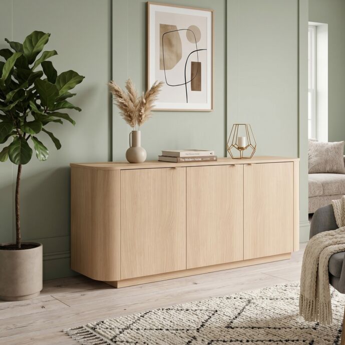 Madia con fianchi stondati, L.180 H.76 P.43, Rovere Lindberg