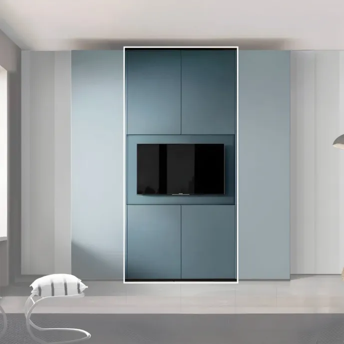 Armadio con vano tv, 4 ante, Petrolio