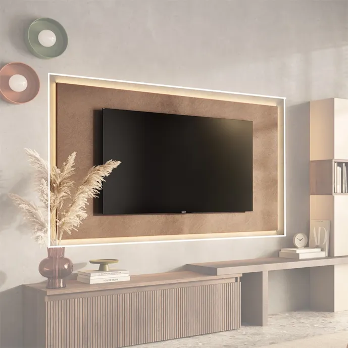 Pannello per TV, L.180 H.100 P.2, in finitura Bronzo