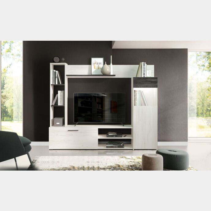 Offerte Black friday, Parete attrezzata 190 cm, finitura Bianco frassino