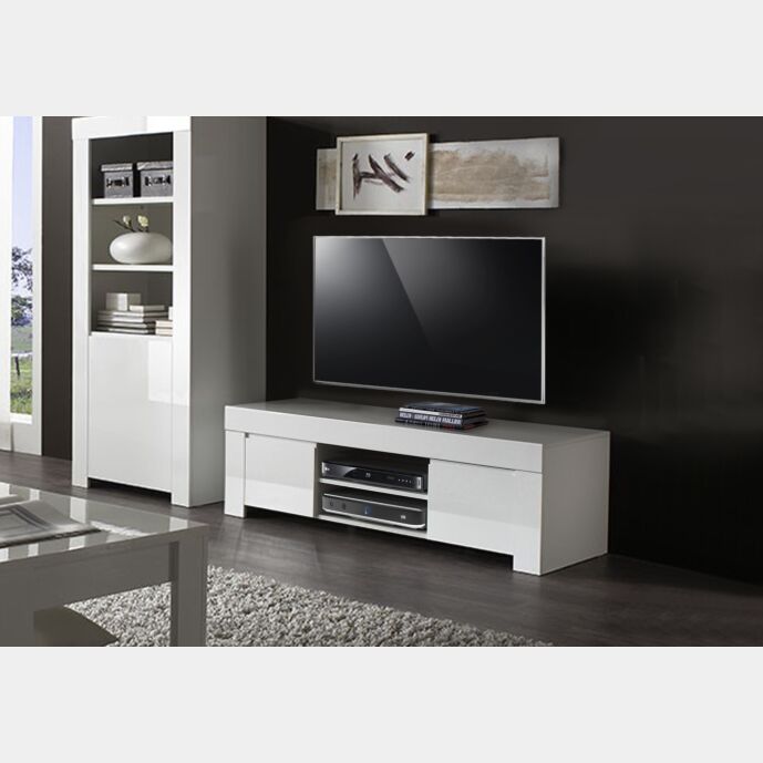 Porta TV "Alba" design moderno, Laccato Bianco Lucido