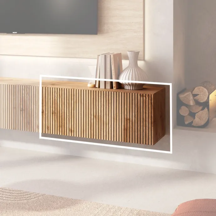 Ribalta sospesa 69x29, Cadiz cannettato, collezione Logica