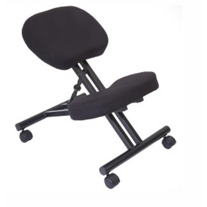Sgabello ergonomico in acciaio nero con ruote
