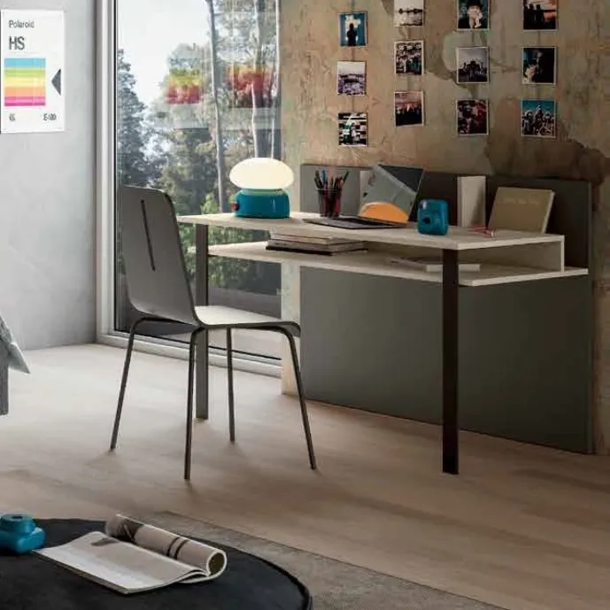 Scrivania per ragazzi, Grigio cenere e Sandstone, L.118