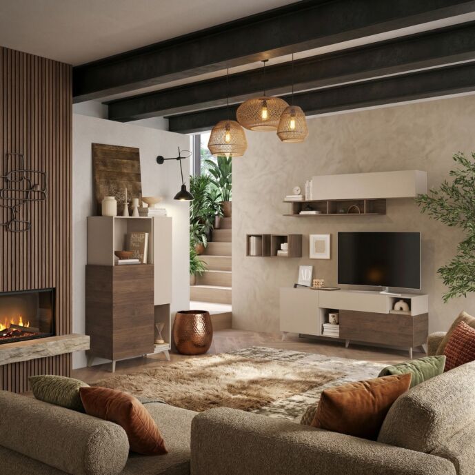 Soggiorno con madia e porta tv, Cashmere e Mercure