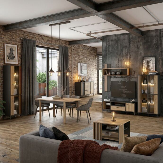 Soggiorno completo, Rovere mauvella e Nero