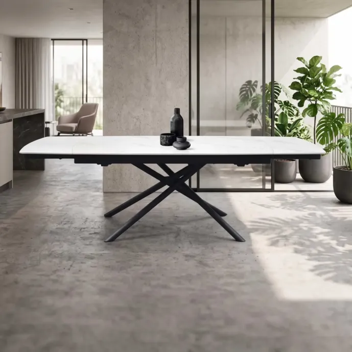Tavolo allungabile con base in metallo nero 
