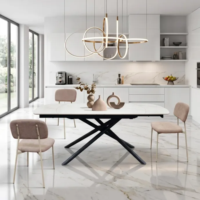 Tavolo rotante di design con 2 allunghe