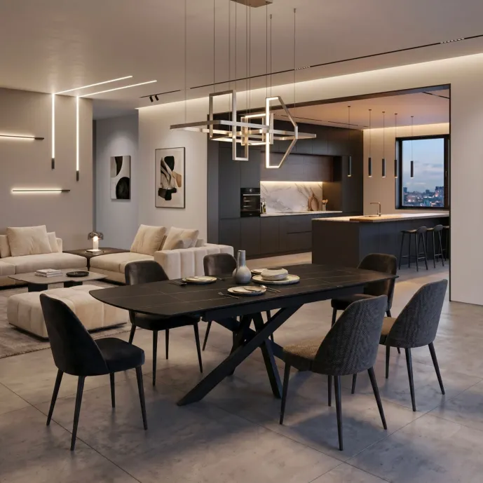 Tavolo moderno 150 x 90 cm finitura Marmo Nero 