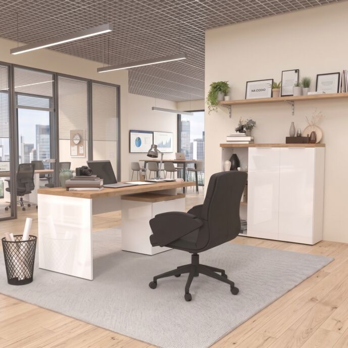 Ufficio completo, con scrivania, armadietto e libreria integrata